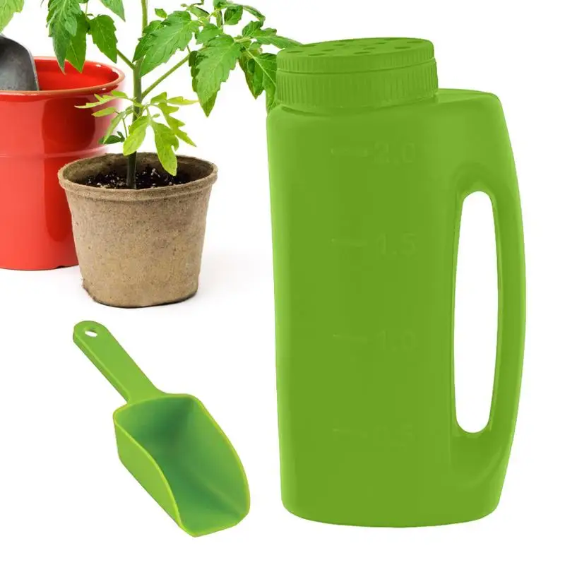 2L Hand Held Spreader Adjustable Hole Size for Seed Fertilizer Salt Gardening Tool Watering Can Portable Seeding Tool Fertilizer
