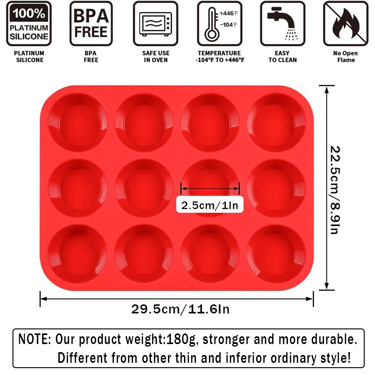 12 Cups Silicone Muffin Pan - Nonstick BPA Free Cupcake Pan Regular Size  Silicone Mold - AliExpress