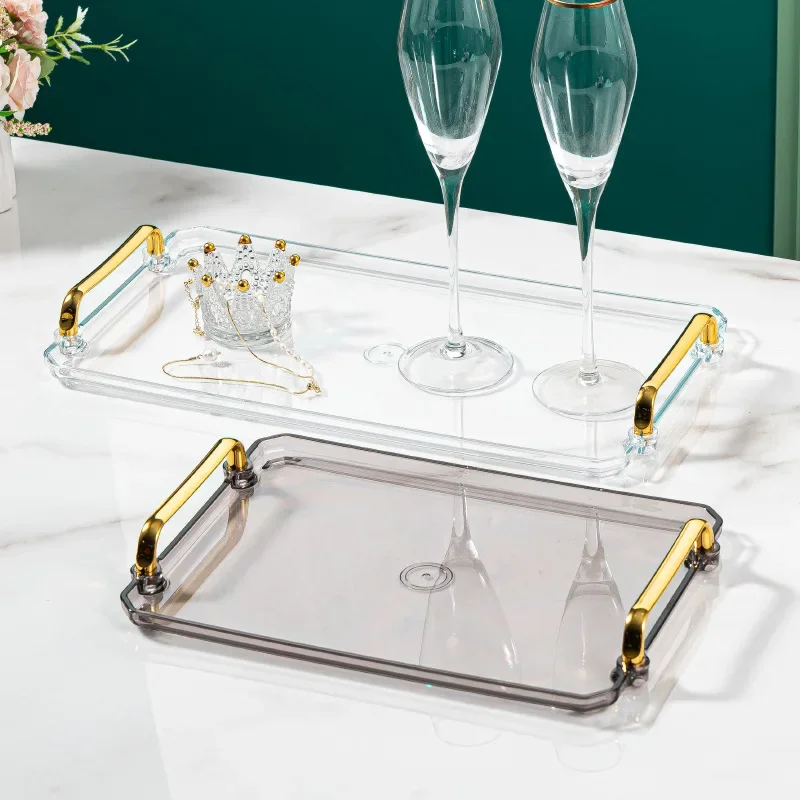 Rectangular Tray, Light Luxury European Style Household Tea Cup, Water Cup, Tea Plate, Plastic Handle Plate In Beauty Salon 4