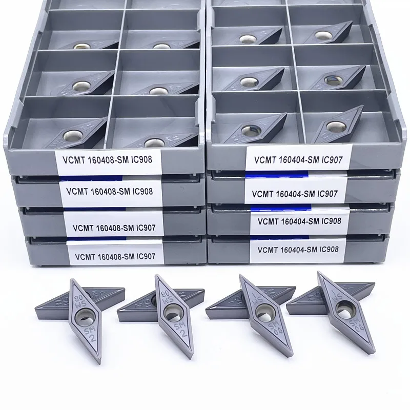 VCMT160404 VCMT160408 SM IC907 908  Internal Turning Tool Blade Carbide Insert Lathe Tools VCMT 160408 Turning Inserts