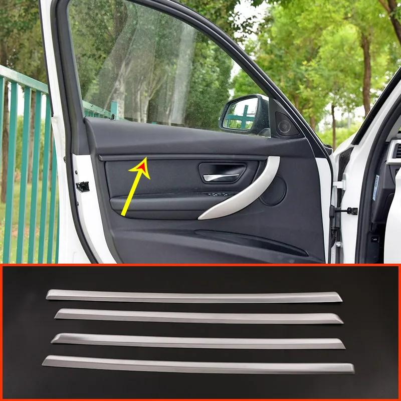 

4pcs Abs Matt Car Interior Door Decoration Strips Trim For Bmw 3 Series F30 2014 -2018 Year Accessories