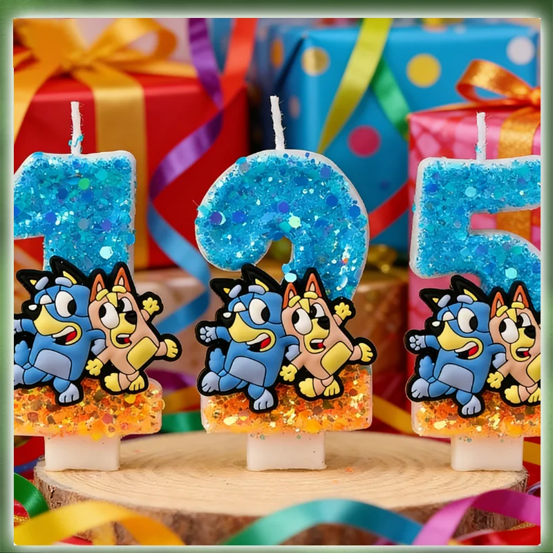 0-9 Number Blue Bingo Anime Candle Cute 3D Cartoon Character Party Cake Plug-in Birthday Cake Decoration Gift 2025