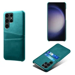 Premium PU Leather Credit Card Case - Sleek Wallet Cover for Galaxy S24 Ultra (Green)