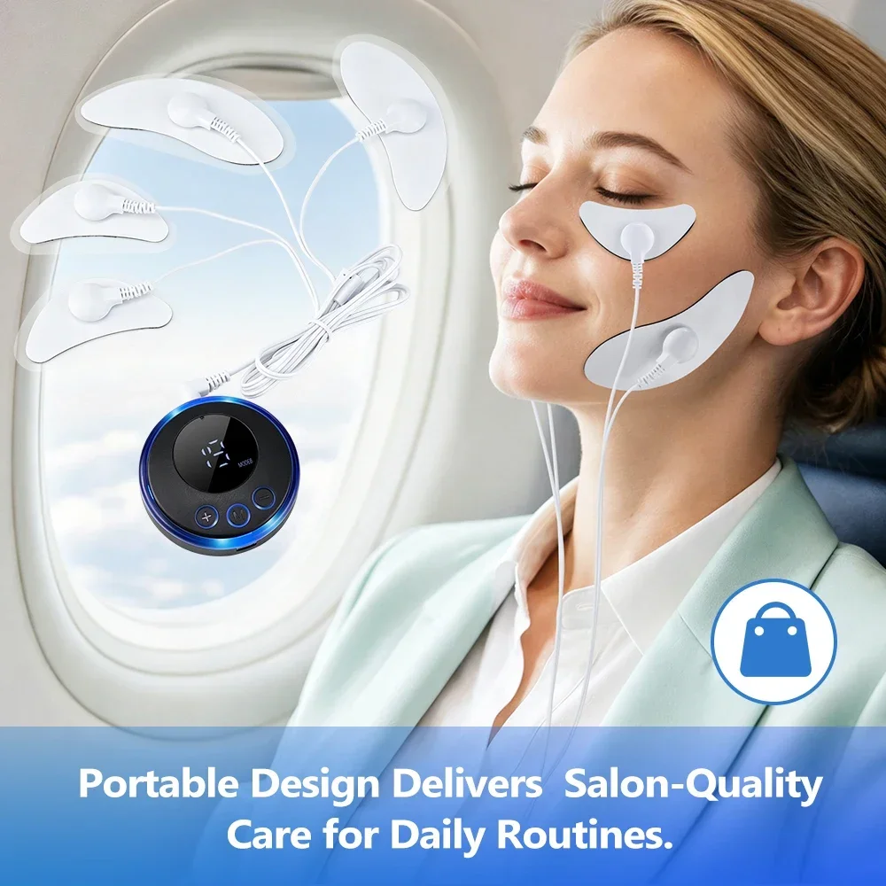 Advanced EMS Facial Massager with Microcurrent Technology & Gel Pads