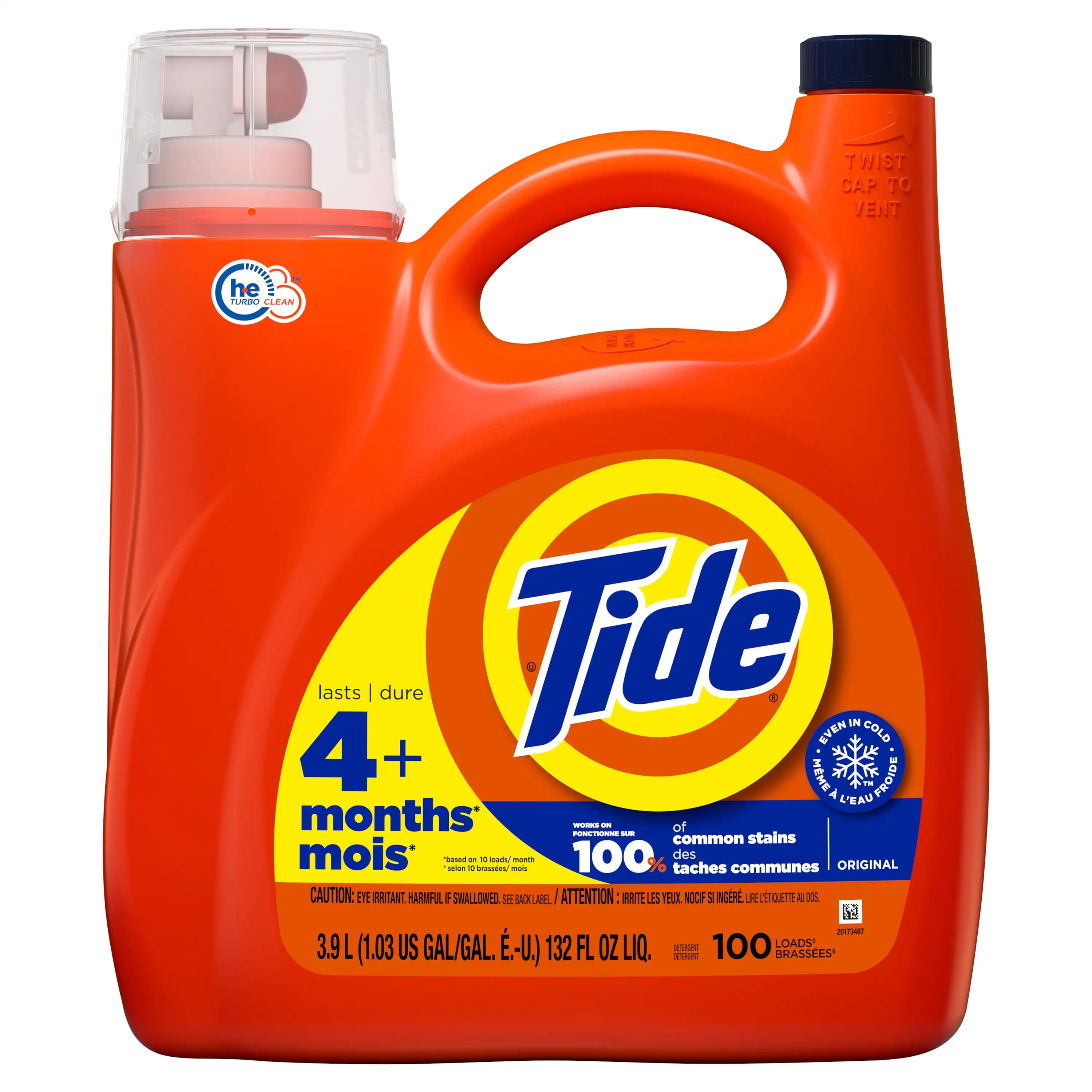 Liquid Laundry Detergent Original 100 Loads 132 Fl Oz HE Compatible Cleans Freshens Whitens Brightens