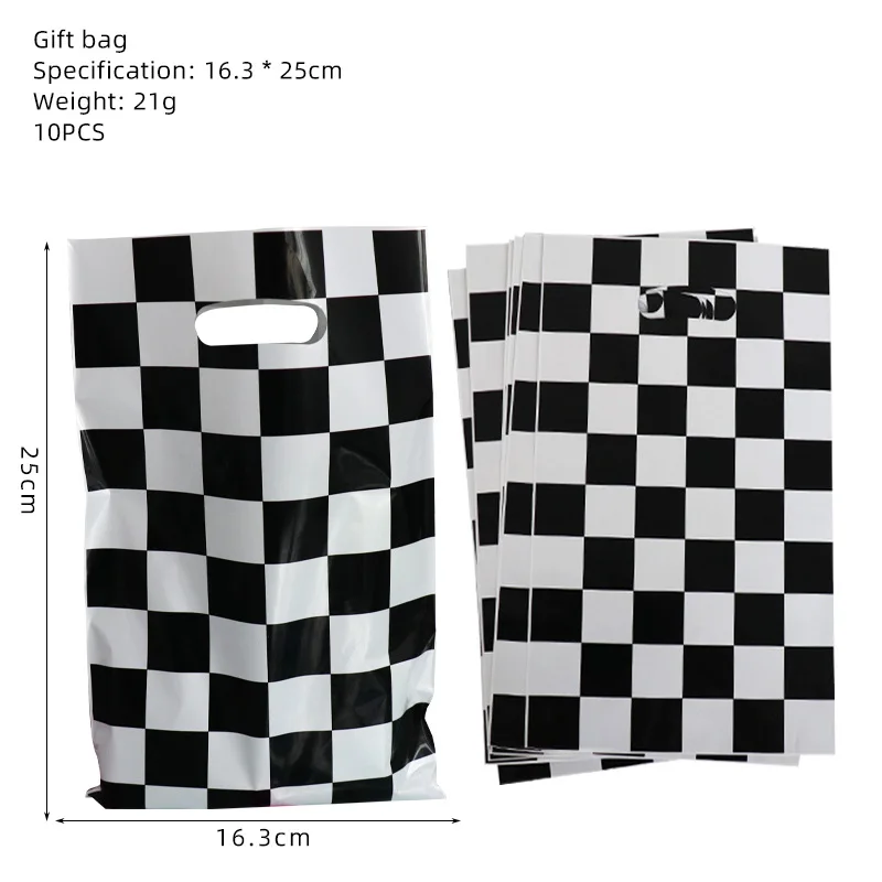 Race Party Theme Party Supplies Black And White Plaid Birthday Disposable Paper Cups Paper Plates Decorations