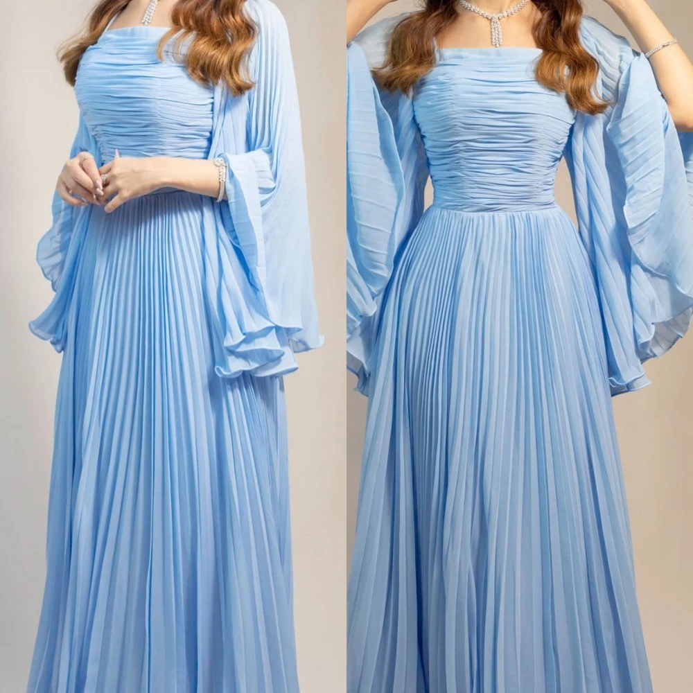 

Ball Yipeisha Prom Dress Simple Sizes Available Square A-line Formal Ocassion Gown Draped Floor Length Chiffon Evening Dresses