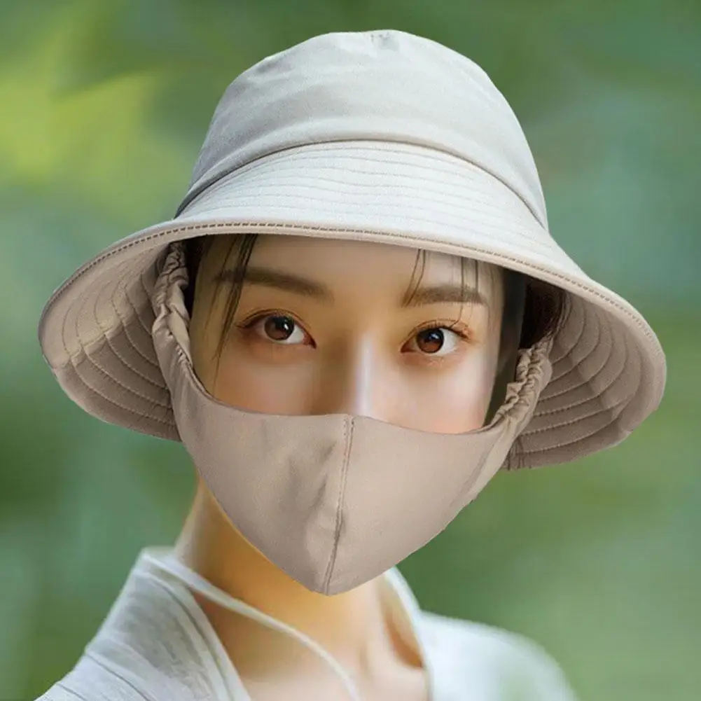 Cycilng Face Protection With Face Mask Sunscreen Wide Brim For Women Korean Style Hat Empty Hat Women Cap Sun Hat