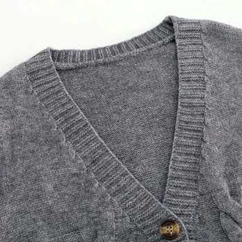 سترة عصرية كورية لعام 2025 سترة نسائية مقصوصة برقبة على شكل V وأكمام طويلة معاطف محبوكة للخريف والشتاء للتدفئة 5