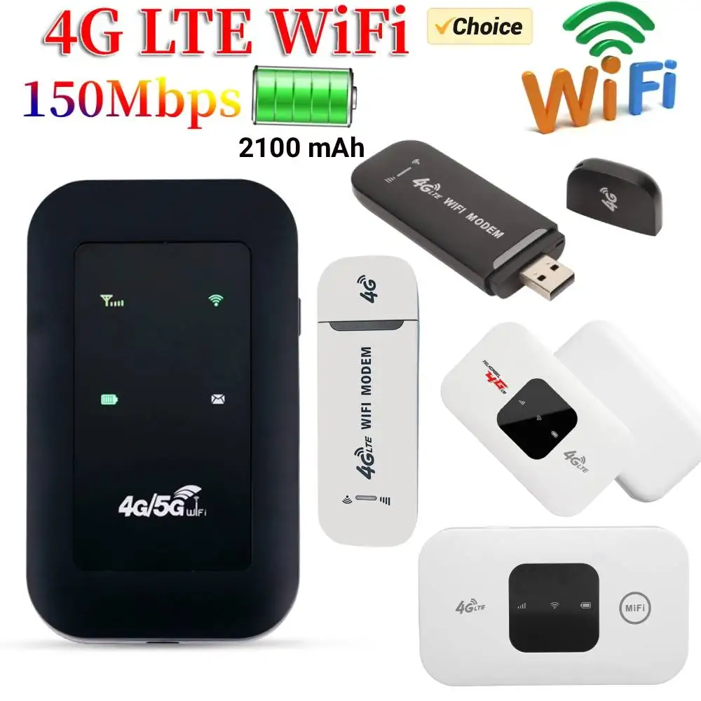 Mobile WiFi Router 2100mAh Battery Supports 10 Connected Devices 4G 5G ...