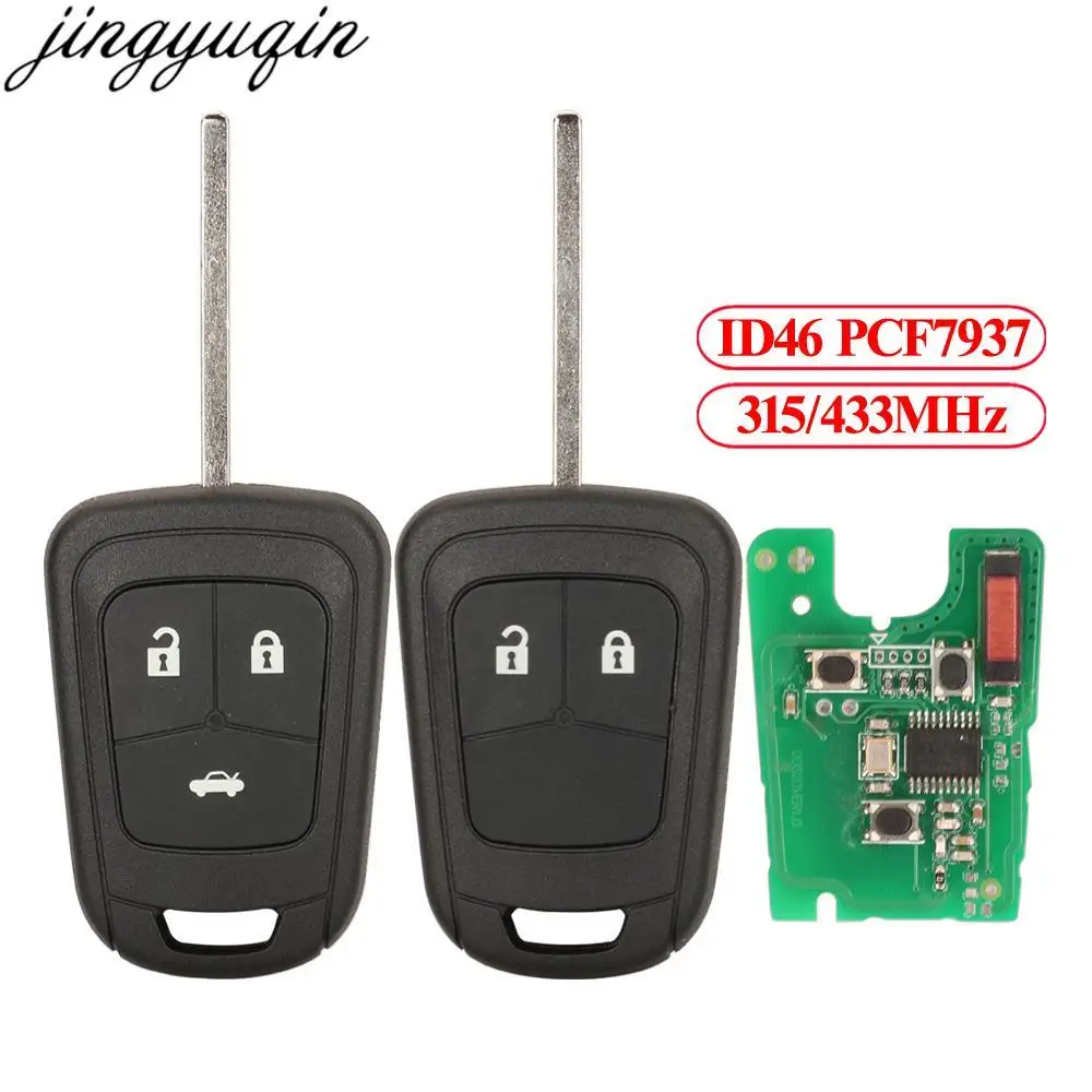 

Jingyuqin 5pcs Remote Car Key Alarm ID46 PCF7937 315/433MHz For Chevrolet Camaro Cruze Equinox Malibu Sonic Spark Volt 2/3Button