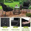 3 Piece Rattan Wicker Bistro Set, Outdoor Conversation Furniture Set with Glass Top Table, Space Saving for Balcony, Backyard 4