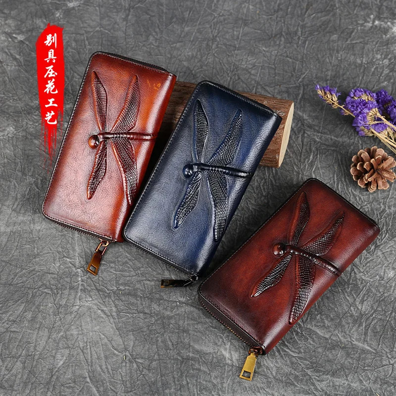 

Wallet women's long leather new handbag trend first layer leather