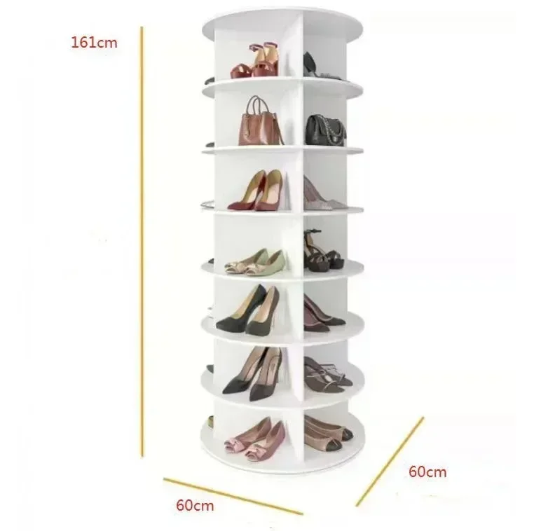 Rotating Shoe Rack 7-Tier Wood, Holds 32 Pairs of Shoes 360° Spinning, Space-Saving, Easy To Assemble, Shoe Cabinet