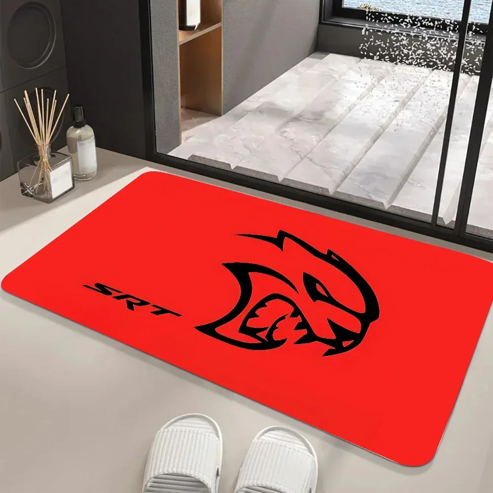 Hellcat Demon Dodge Challenger Car Floor Mat Graphic Printed Flannel Doormats For Bathroom Kitchen Entrance Carpet Home Decor 2