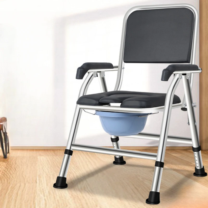 Stainless Steel Toilet Seat Chair Reinforced Adjustable Toilet Stool Elderly and Disabled Mobile Foldable Sturdy Seat