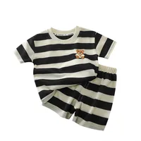 Vêtements pour enfants costume à manches courtes haut rayé + short 2 pièces T-shirt été bébé vêtements enfants vêtements garçons filles 5