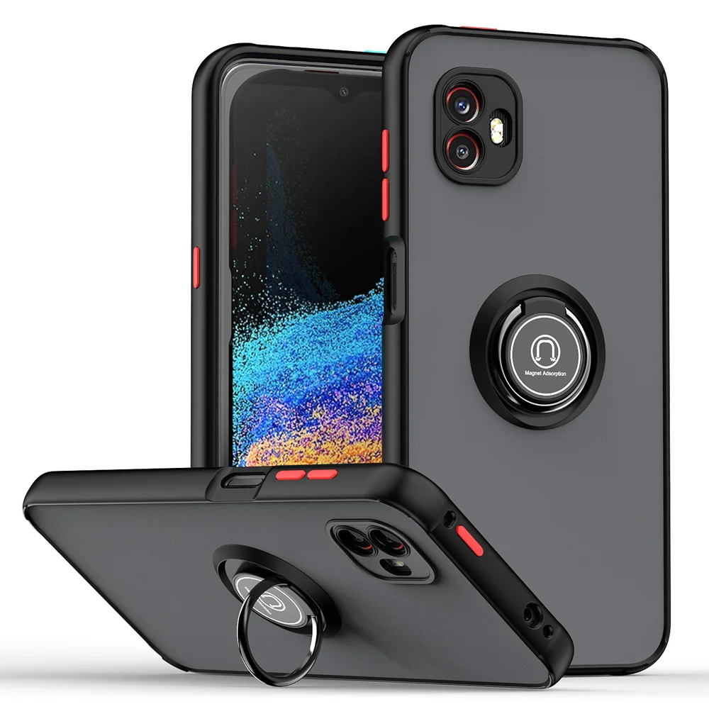 KEYSION Funda mate de moda para Samsung XCover 6 Pro Funda trasera transparente a prueba de golpes con soporte de anillo para Galaxy XCover_voghion.com