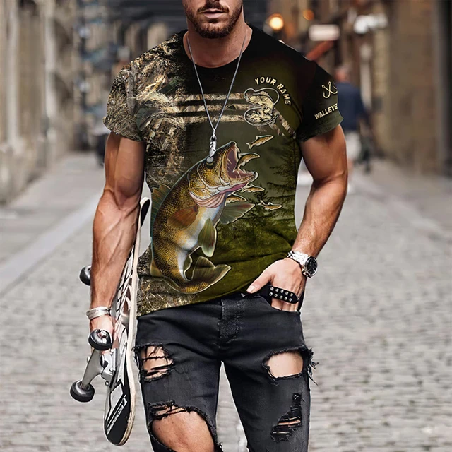 Mens T-Shirts For Men Fishing Graphic 3D Print Summer Tops