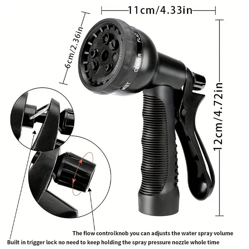 خرطوم تلسكوبي 3X للبستنة، سقي الحديقة 8 وظائف رذاذ...