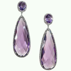 Huitan Pear Purple Cubic Zirconia Drop Earrings - Elegant Wedding Party Statement Jewelry Gift (E1862)