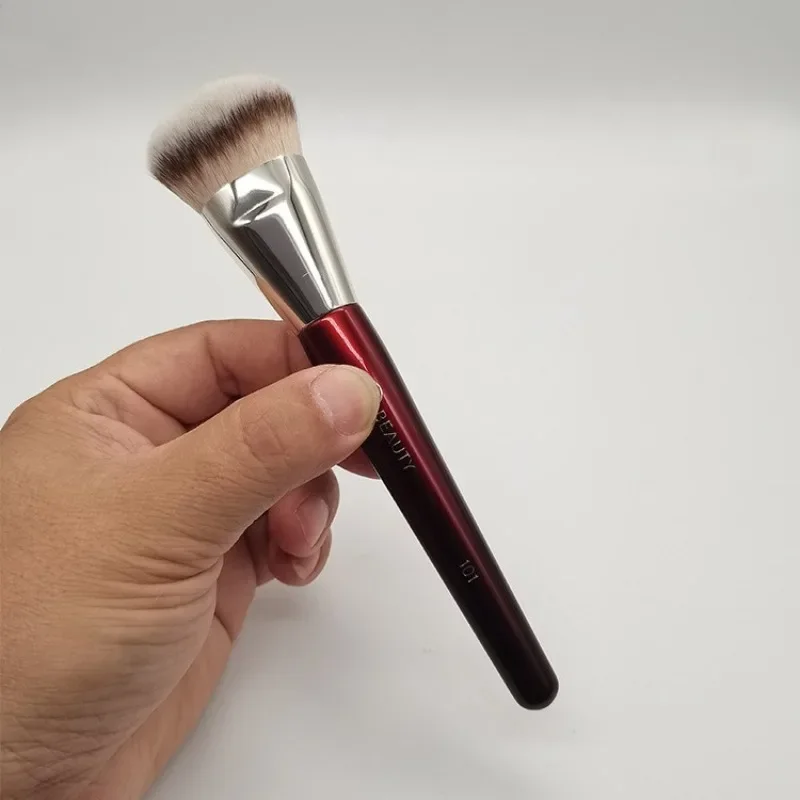 Description Picture 2 of item1pc 101 Contoured Foundation Makeup brushes Angled Liquid Base Concealer Make up brushes Red wood handle cosmetic tools 506