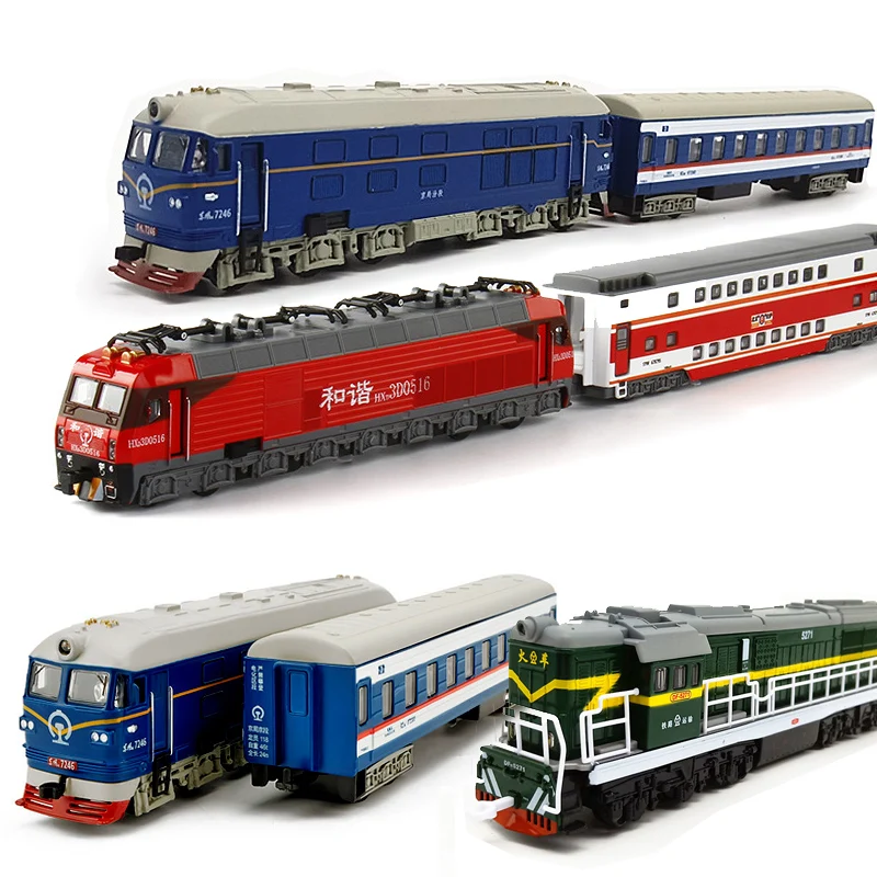 Alloy Retro Train Model Simulation Harmony Train Diesel Engine Sound And Light Return Vehicle Toys For Children