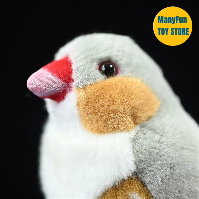 Grey Pearl Bird Plush Toy Zebra Finch Plushie Birds Plush Toys Lifelike Stuffed Animals Simulation Doll Toy For Kids 3