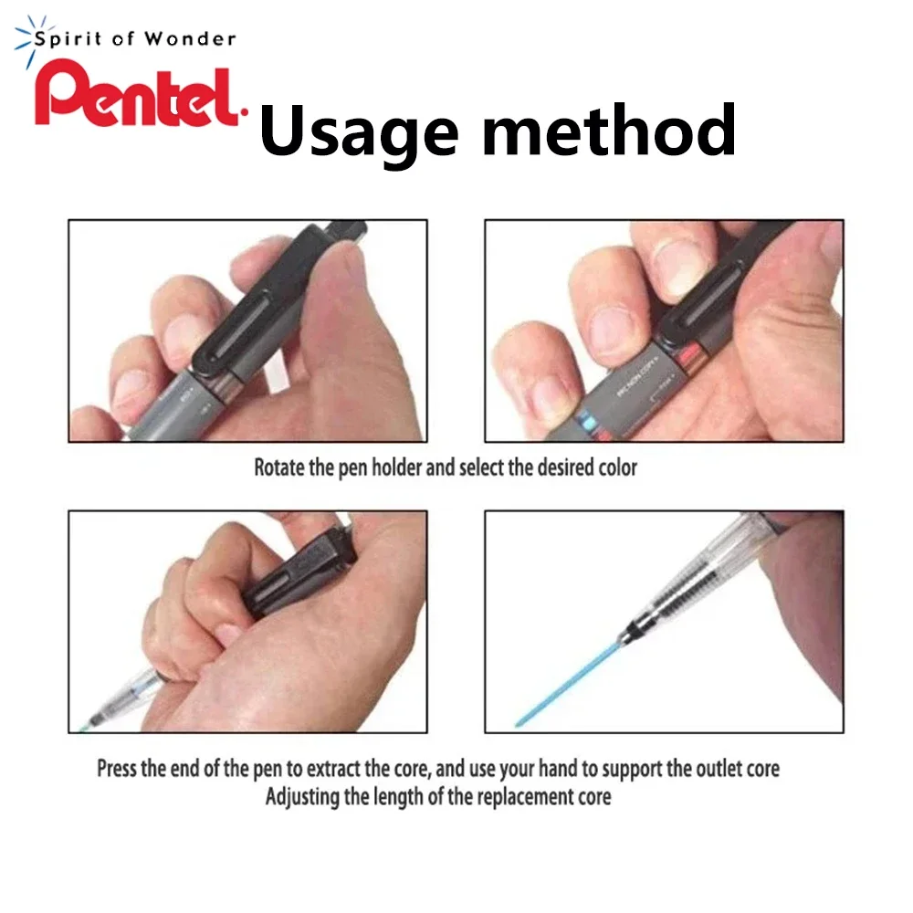 Japan Pentel PH803ST/PH802ST Multi+8 Mechanical Pencil 2.0mm Knock Type Colered Pencils Ballpoint Pen Refill 0.7mm School mechanical pencil