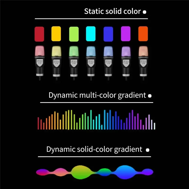 USB 마이크 클리어 풀 RGB 용량성 게임용 e스포츠 데스크탑 마이크 라이브 컨퍼런스 팟캐스트 녹음 스튜디오 컴퓨터