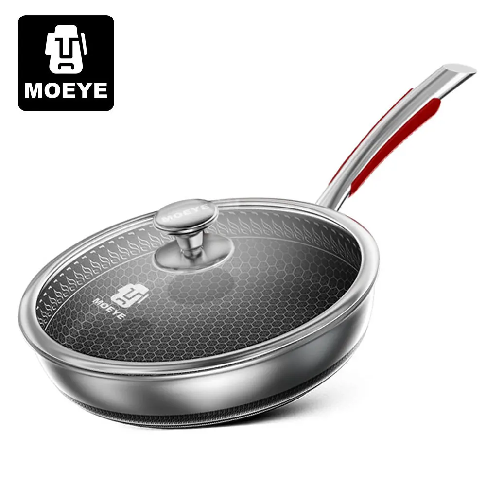 MOEYE 스테인리스강 프라이팬, 주방 논스틱 팬, 요리 프라이팬, 주방 인덕션 팬, 316L, 28 cm, 30 cm, 32cm 
