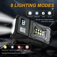 מיני פנס LED נטען USB נייד עם מגנט זנב, פנס קמפינג מבריק במיוחד, צד תאורה חירום COB 3