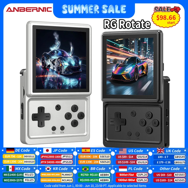 Console de jeu portable Anbernic RG Rotate avec écran rotatif IPS de 3,5 pouces, lecteur de jeux Android portable, prend en charge le streaming AI WIFI, cadeau 1