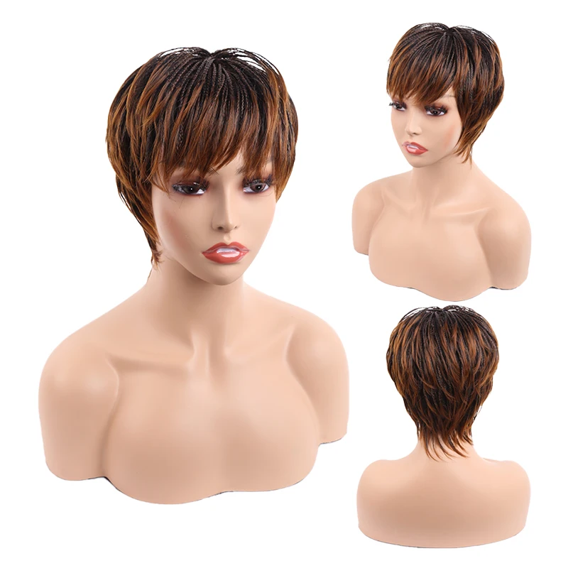 Amir Wig Synthetic Braided Wigs Braiding Hair Box Braid Wigs with Bangs for Women African Braid Wig Bob Braided