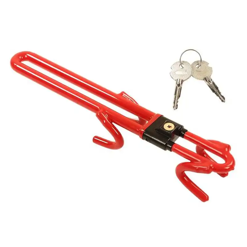 Car Steering Wheel Lock Heavy Duty Length Adjustable Clamp Double Hook