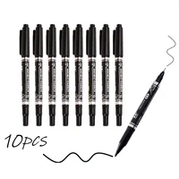 10pcs Dual-Tip Permanent Markers – Black Ink, Fine & Thick Tips – Ideal for Drawing, Calligraphy, Sketchbooks, Fabric, Wood 3