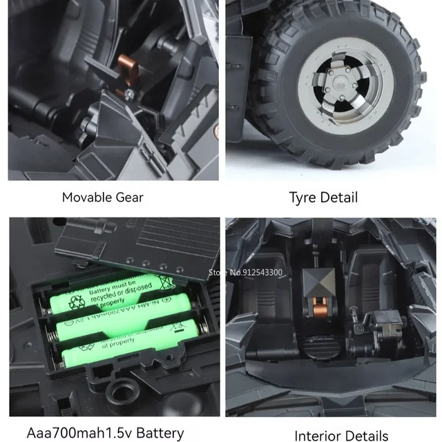 Large Scale 1:18 Batmobile Car Model Toy The Dark Knight Trilogy Sound Light Sliding Spray Alloy Vehicle Models Ornaments Gifts 3
