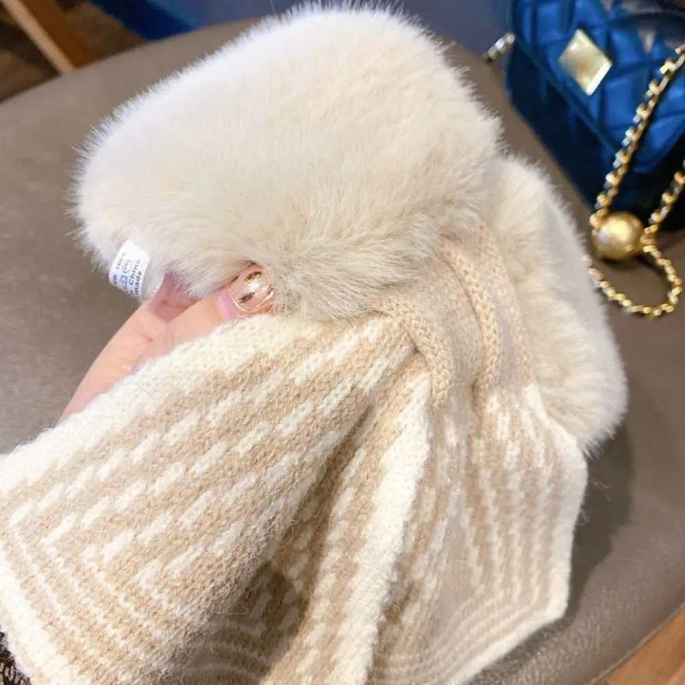 Casual Solid Color Winter Neck Warmer Thicken Faux Rabbit Fur Scarf Neck Warmer Cross Collar Scarf Cold Weather