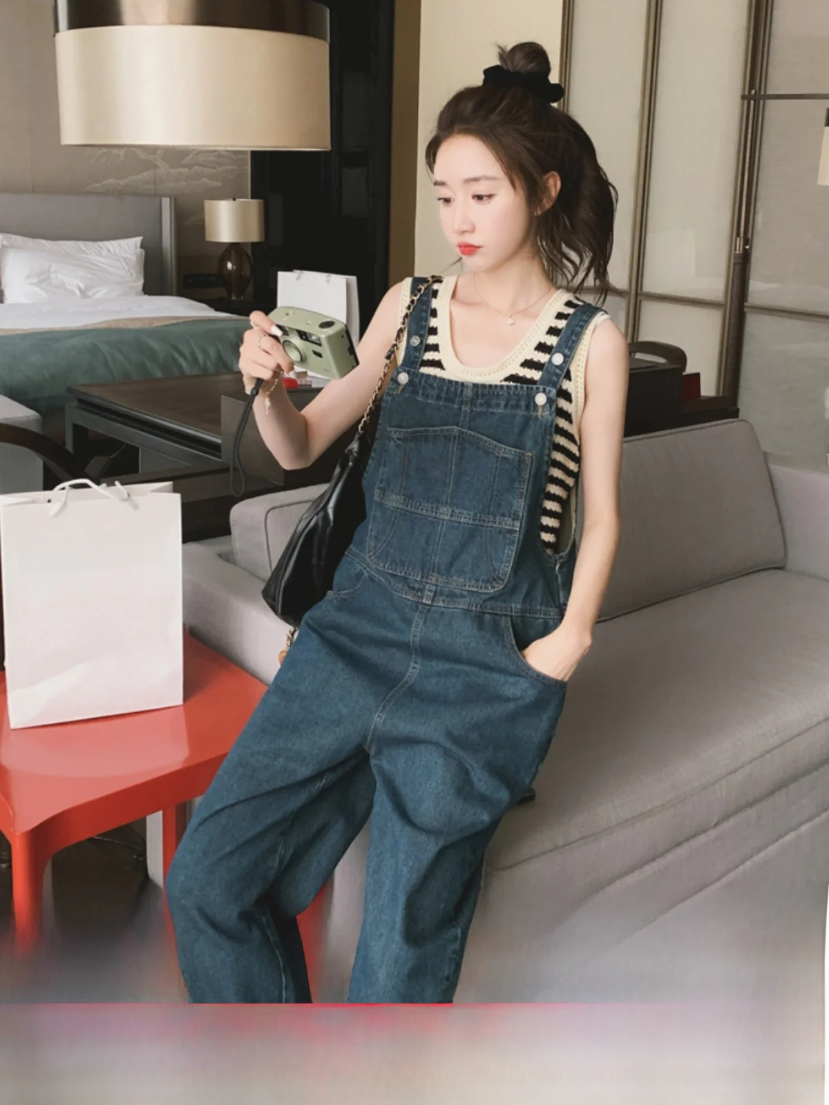 달콤한 소금 시스템 감소 연령 데님 청바지 여성 여름 얇은 몸집이 작은 느슨한 맞는 캐주얼 바지 유행 streetwear 