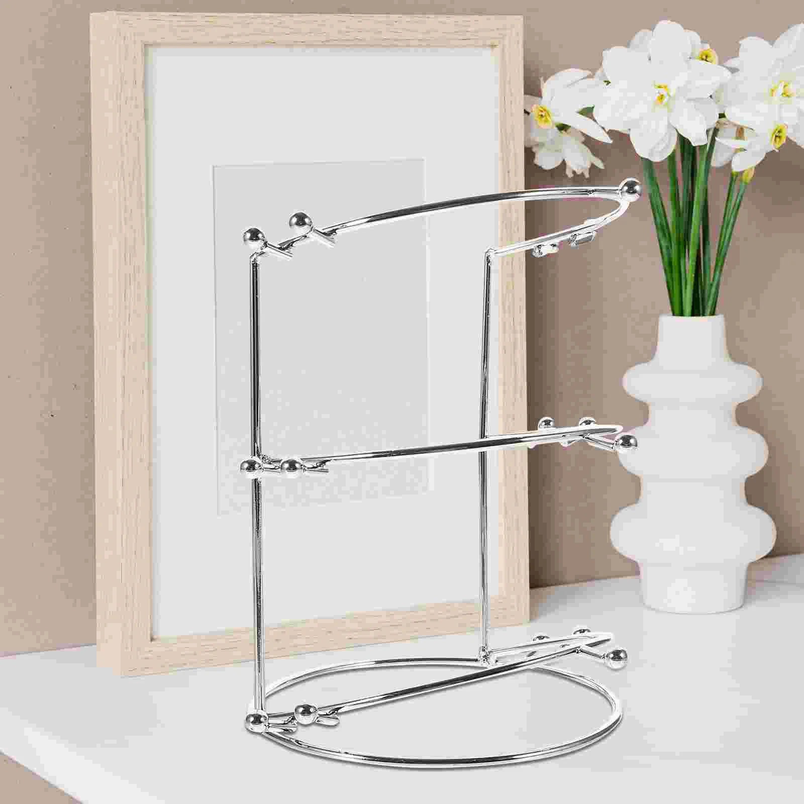 

Tiara Crown Display Stand Three-Tier Rack Jewelry Holder Headband Hairband Headpiece Organizer Silver