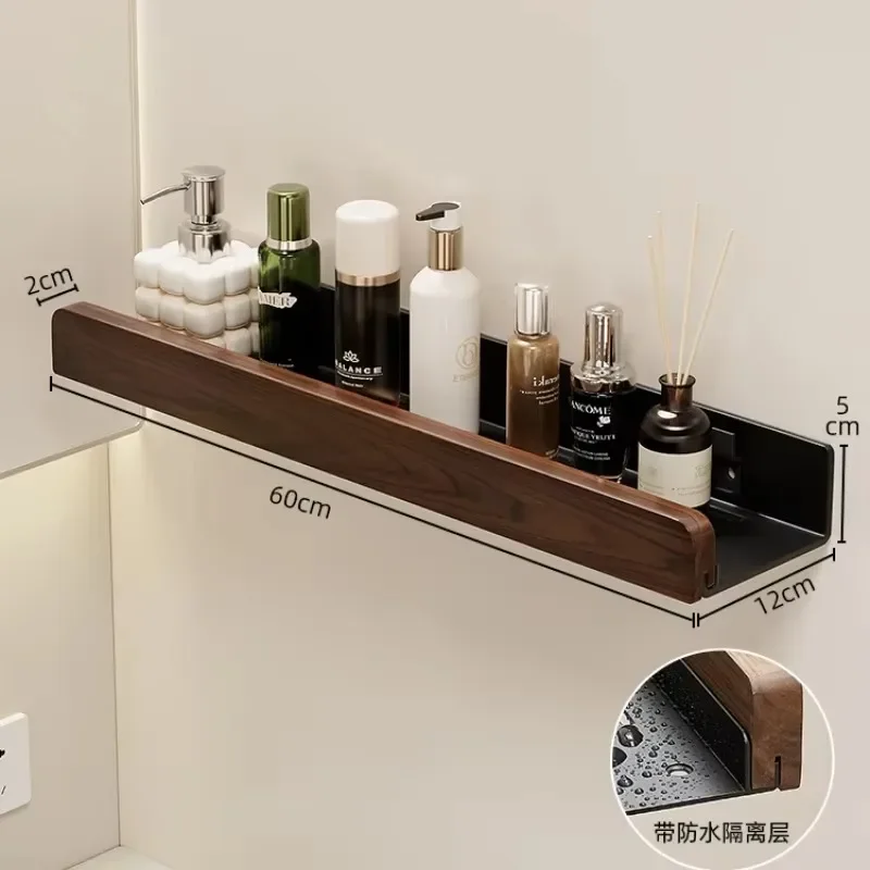 Walnut bathroom toilet shelf no punch toilet sink restroom wall storage towel racks wall mounted storage rack