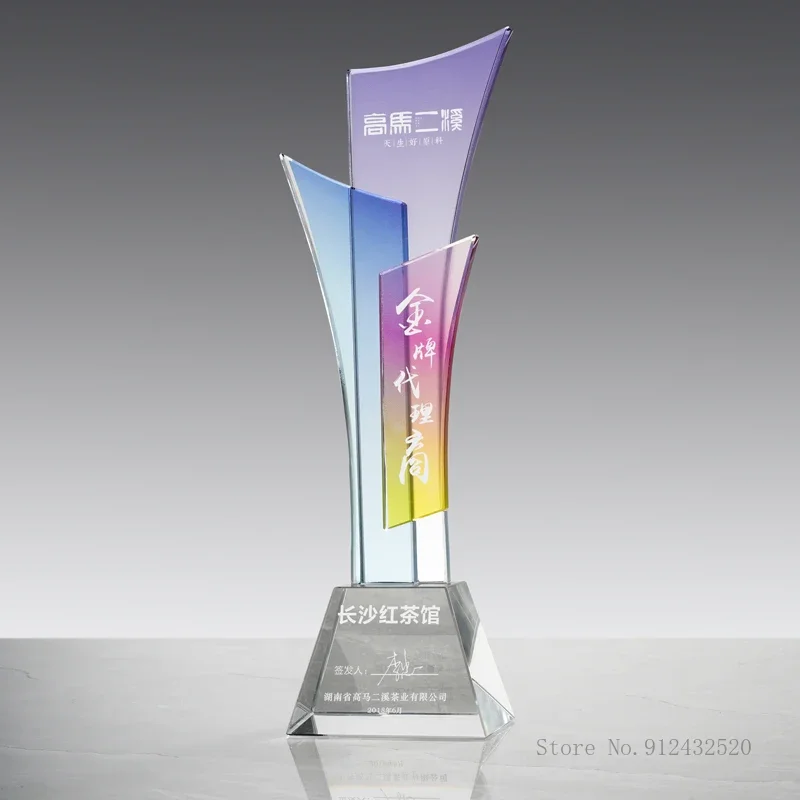 Customized Crystal Trophy for Goddess and Honor, Champion Trophy, Color Printing, Commemorative Souvenir, Home Decoration, 1Pc
