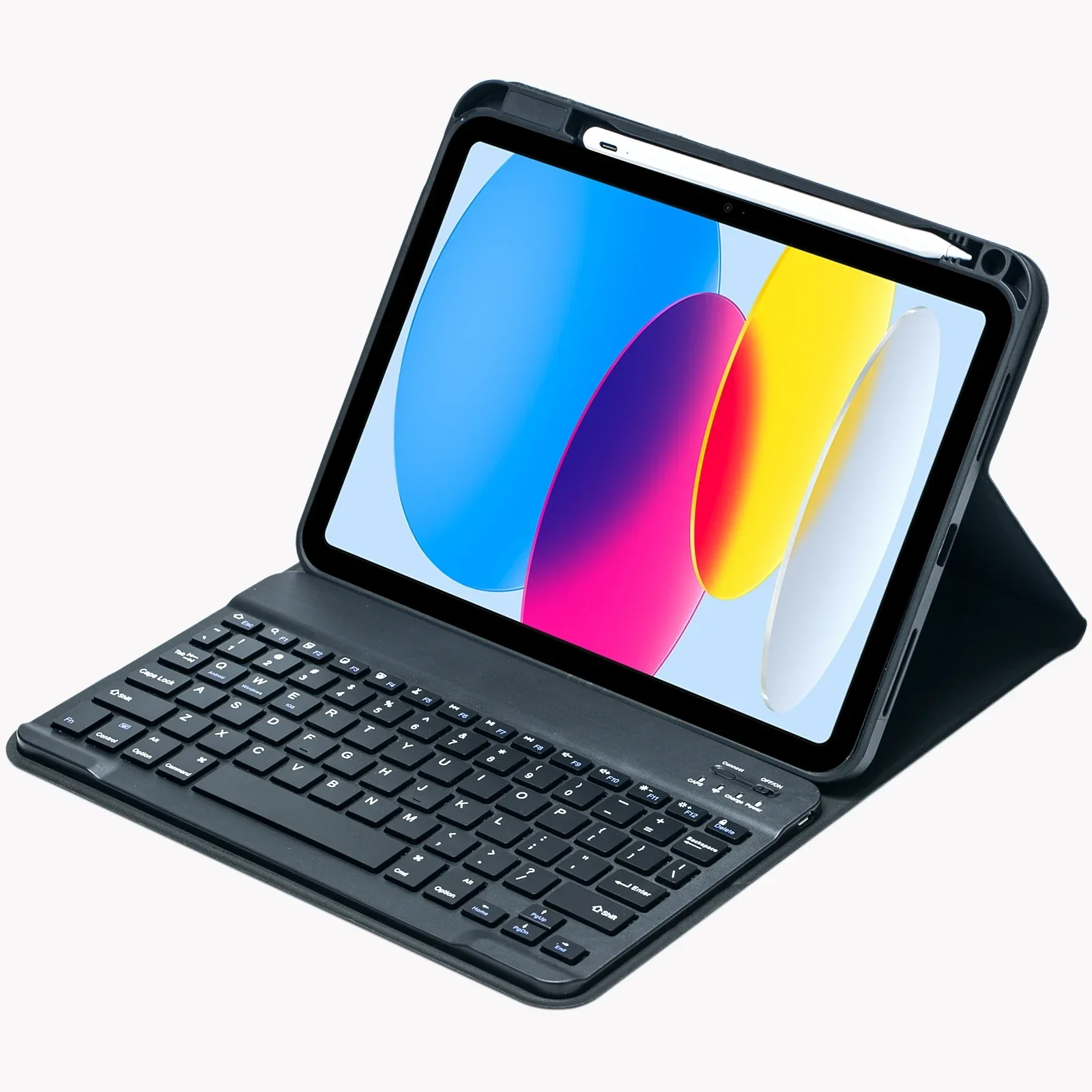 Versatile Tablet Case with Pencil Holder & Detachable Wireless Bluetooth Keyboard