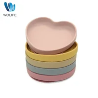 Baby Safe Silicone Sucker Dining Plate Love Shape Cartoon Children Dishes Suction Toddle Training Tableware Baby Feeding Plate 1