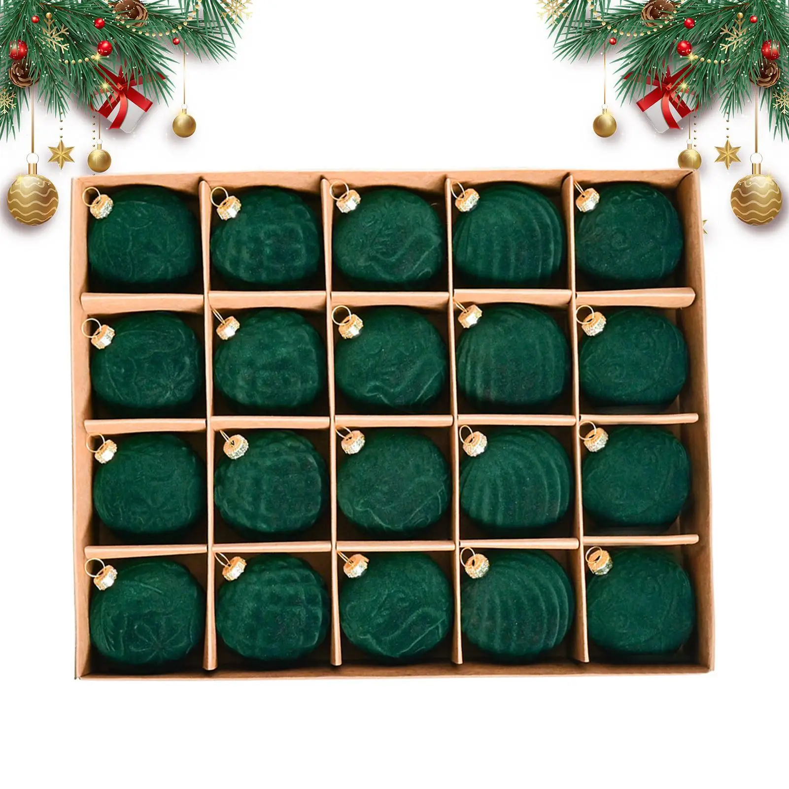 2026 Christmas velvet Ball Ornaments 20pcs/box Christmas Decorations Pendant Hangable Festive Decor For Festival Holiday