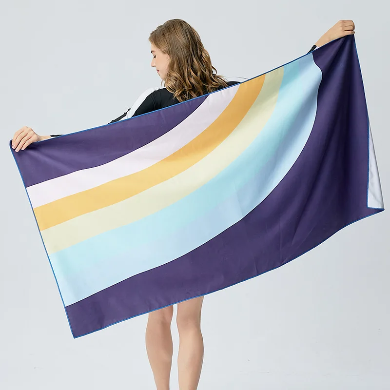 

Quick-drying Beach Towel Outdoor Swimming Shawl Sunscreen Beach Towel Microfiber Double-sided Printing Seaside Holiday Purple 2