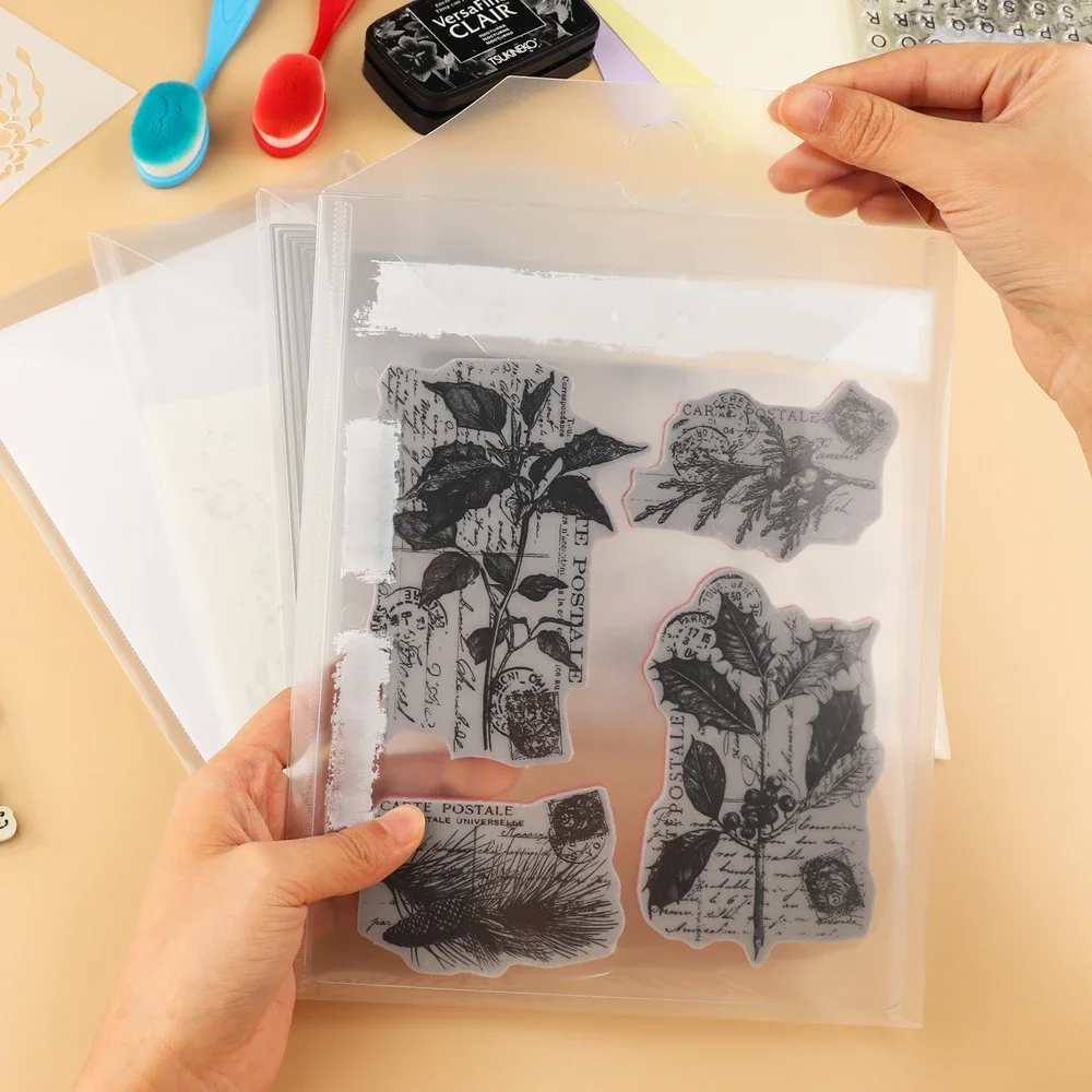 10-50Pcs Storage Pockets Envelopes Plastic Folder Bags for Storaging Dies Stamps Organizer Holders 19.3X23.9Cm Transparent Bags File Folders