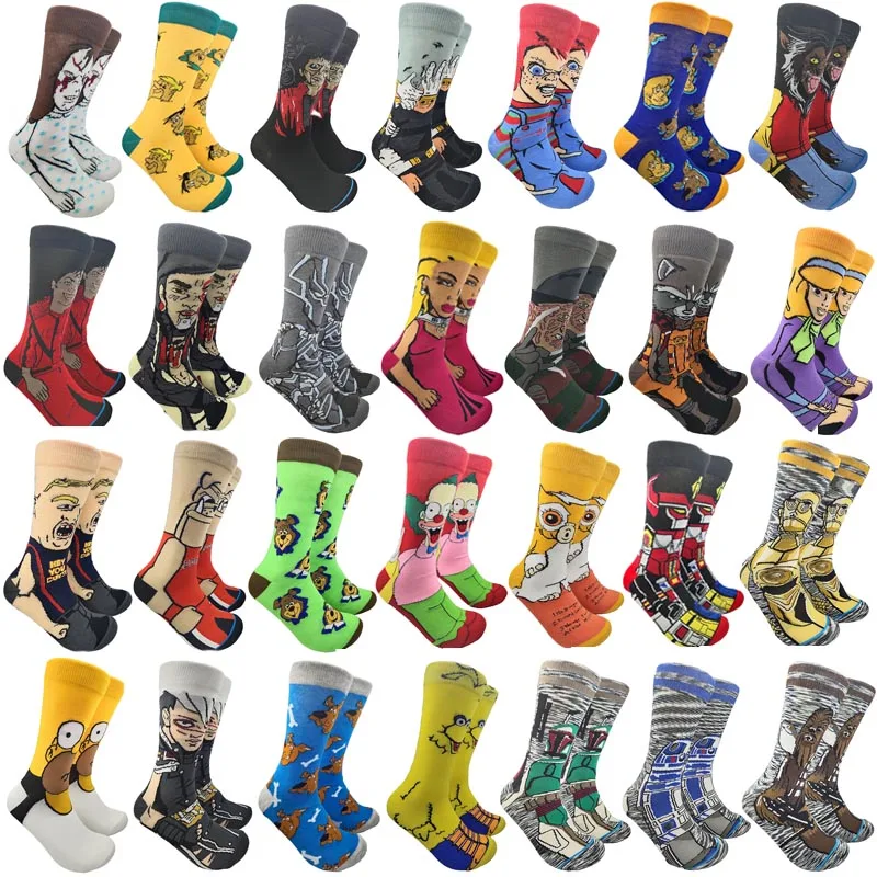 Men fashion socks anime funny socks hip hop personality anime socks cartoon fashion skarpety high quality sewing pattern socks