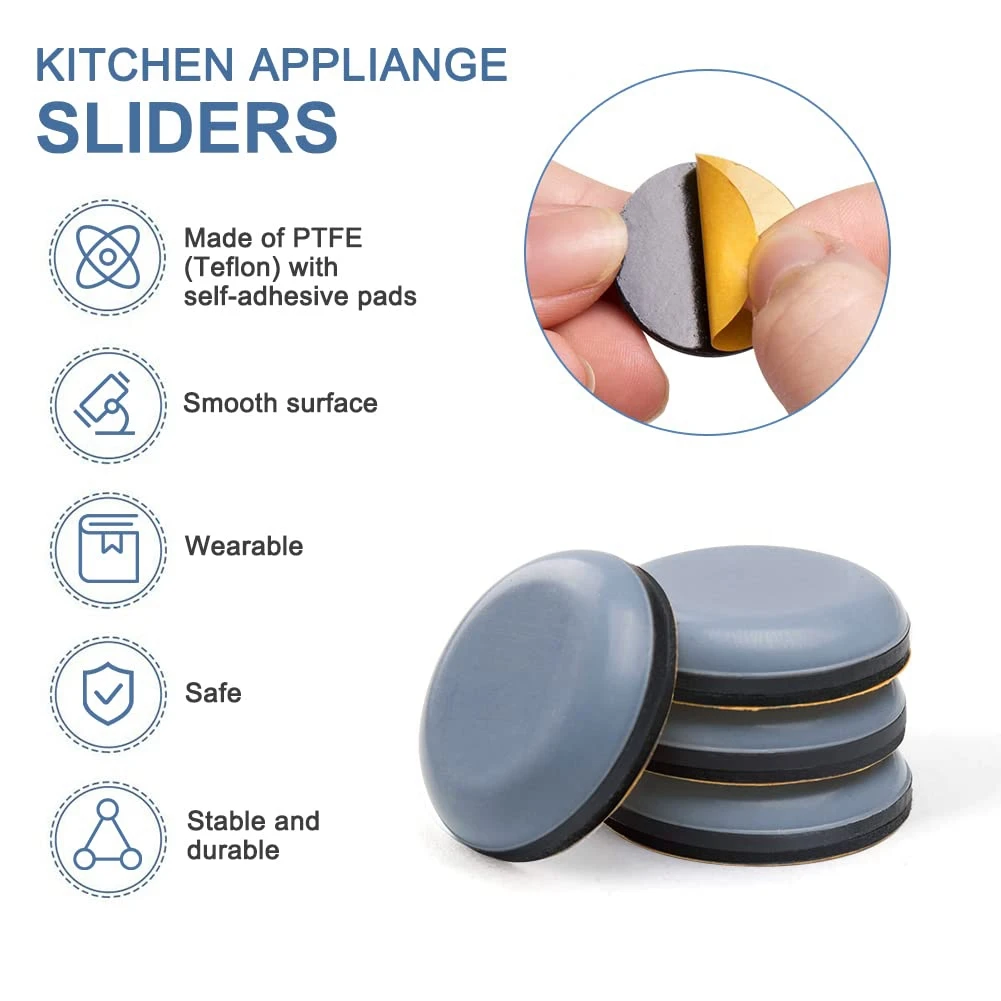 12Pcs Kitchen Appliance Sliders for Counter, Adhesive Caddy Sliding Tray Compatible with Most Coffee Makers, Air Fryers