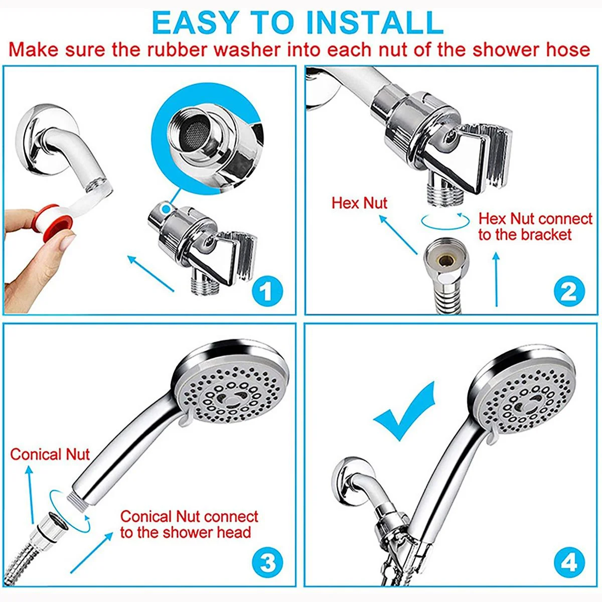 1pc - Fashionable handheld shower head - five level shower head, bathroom accessory, very suitable for home use